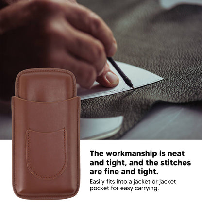 Cigarette Case Leather 3pcs Capacity Portable Cigar Storage Box with Pocket for Outdoor Brown V1294-YM0521-3117230061812