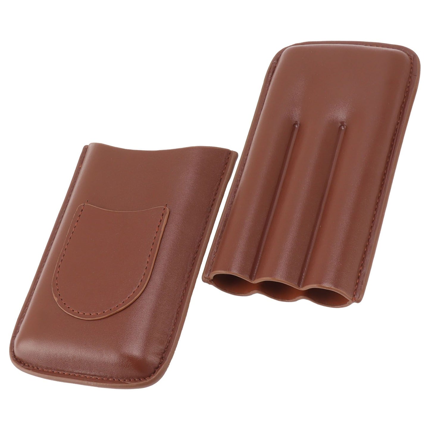 Cigarette Case Leather 3pcs Capacity Portable Cigar Storage Box with Pocket for Outdoor Brown V1294-YM0521-3117230061812