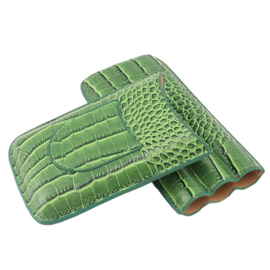 3 Finger Cigar Holder Frosted Finish Portable 3 Finger Leather Cigar Case for Travelling Hiking Green V1294-YM0521-3117230062111