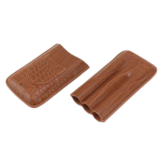 Cigar Holder Case Artificial Leather Portable Durable Elegant 3 Finger Cigar Box for Travel Outdoor Business V1294-YM0521-3117230062213