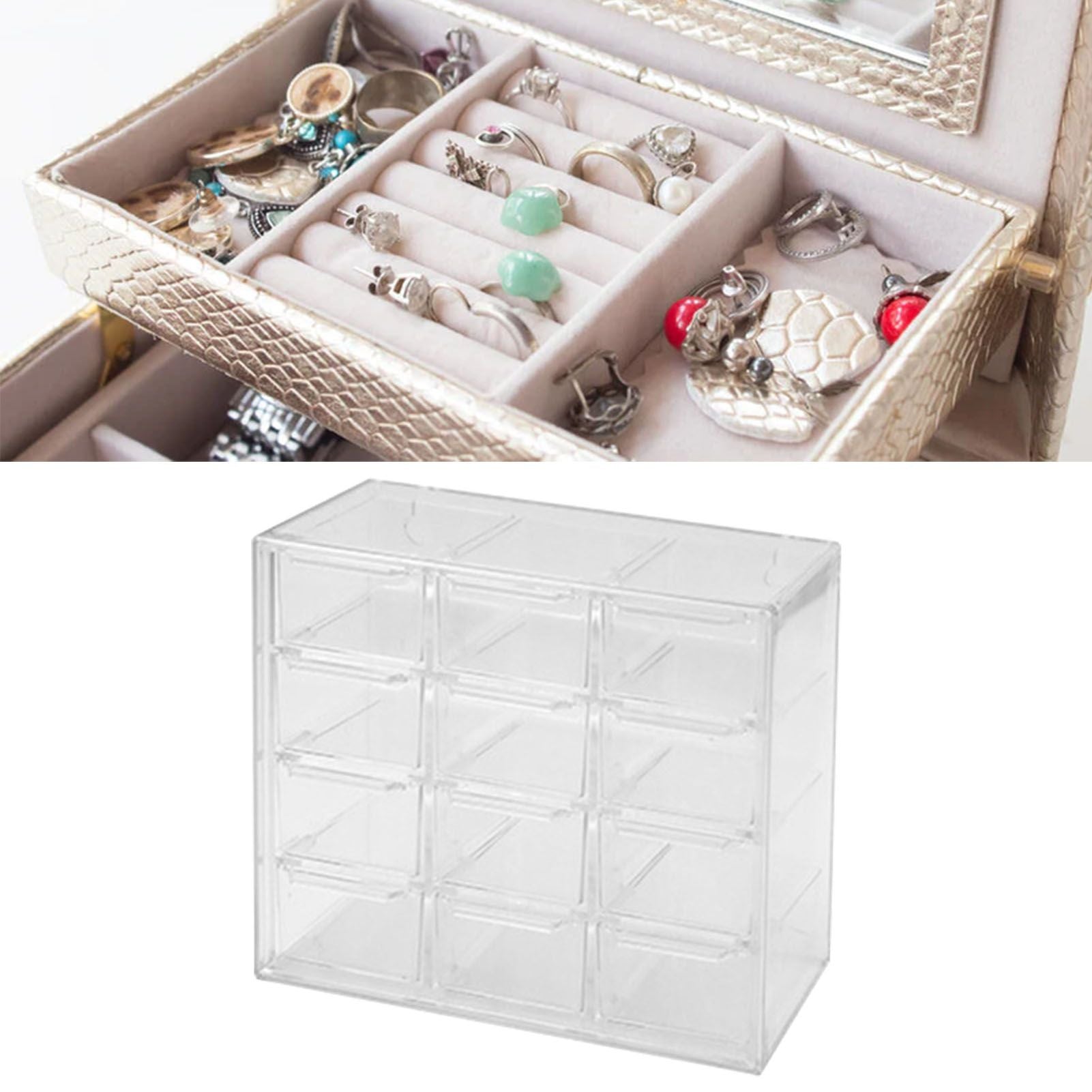 Grid Storage Box Dustproof Transparent Plastic Container Organizer for Jewelry Necklace DIY Art Craft 12 V1294-YM0521-3117230063913