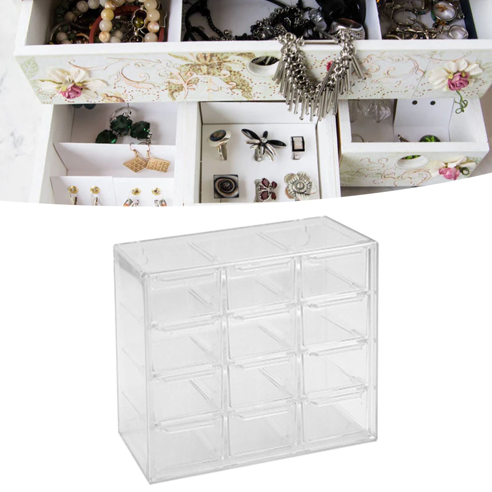 Grid Storage Box Dustproof Transparent Plastic Container Organizer for Jewelry Necklace DIY Art Craft 12 V1294-YM0521-3117230063913