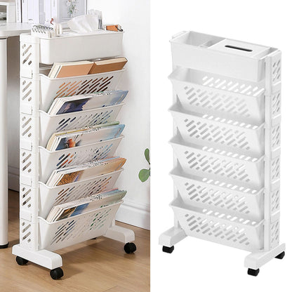 Movable Bookshelf Large Capacity Rotatable Removable Plastic Practical Rolling Organization Shelf 6 Layer V1294-YM0521-3117230064012