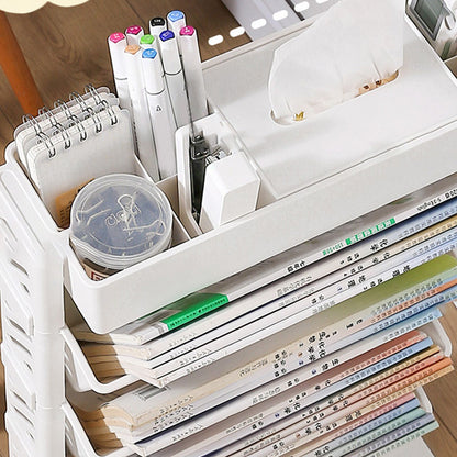 Movable Bookshelf Large Capacity Rotatable Removable Plastic Practical Rolling Organization Shelf 6 Layer V1294-YM0521-3117230064012