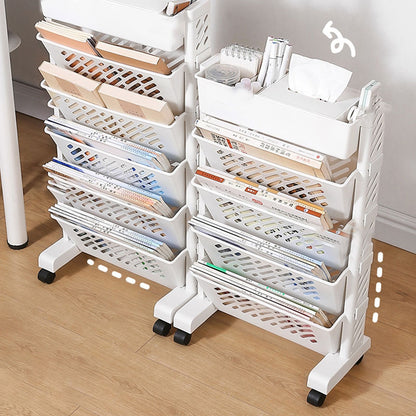 Movable Bookshelf Large Capacity Rotatable Removable Plastic Practical Rolling Organization Shelf 6 Layer V1294-YM0521-3117230064012