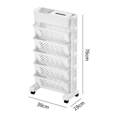 Movable Bookshelf Large Capacity Rotatable Removable Plastic Practical Rolling Organization Shelf 6 Layer V1294-YM0521-3117230064012