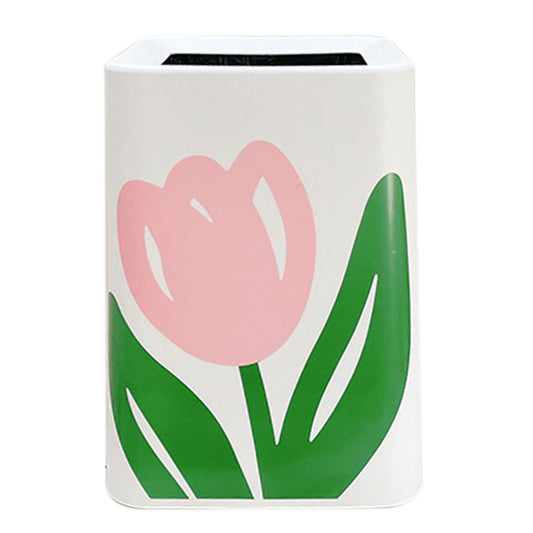 Floral Trash Can Large Mouth Cute Appearance Modern Style Garbage Waste Basket for Kitchen Bathroom Bedroom V1294-YM0521-3117230064314