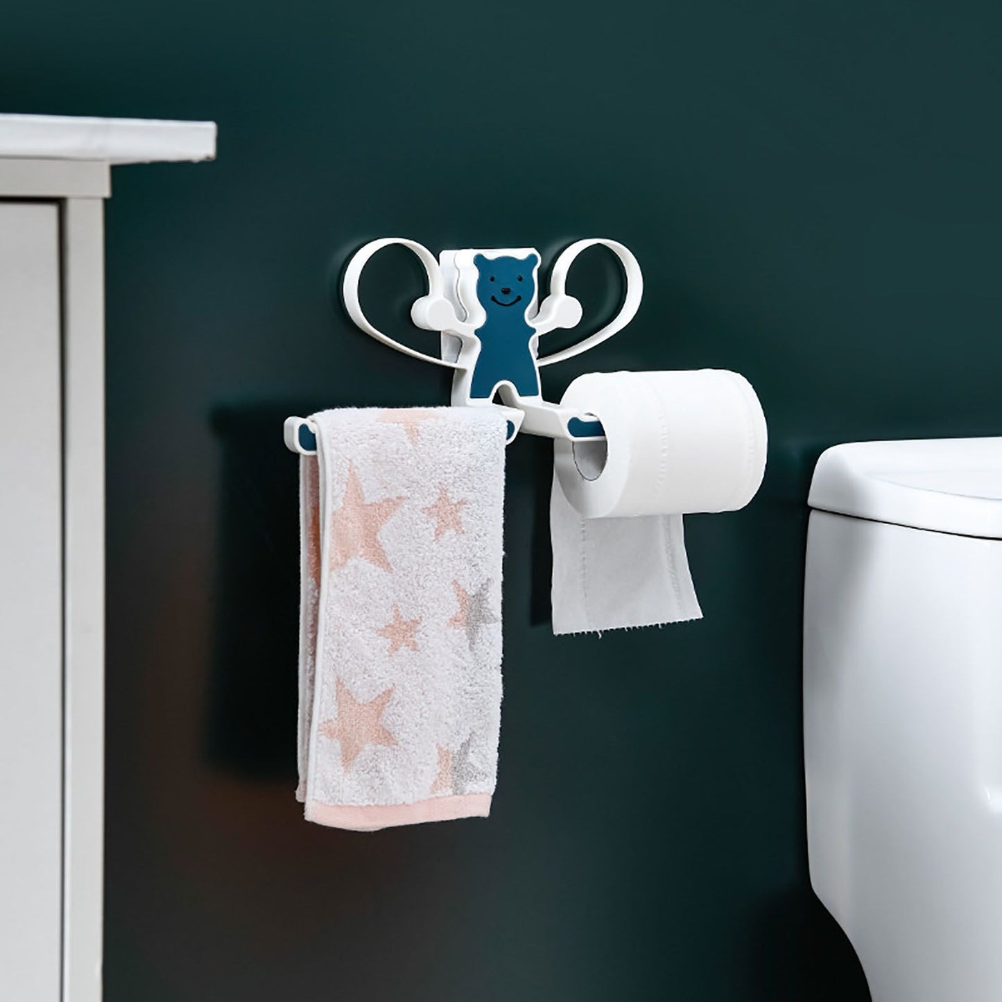 Storage Hook Rack Multipurpose Strong Bearing Capacity Waterproof Punch Free Towel Rack Holder for Home Blue V1294-YM0521-3117230064712