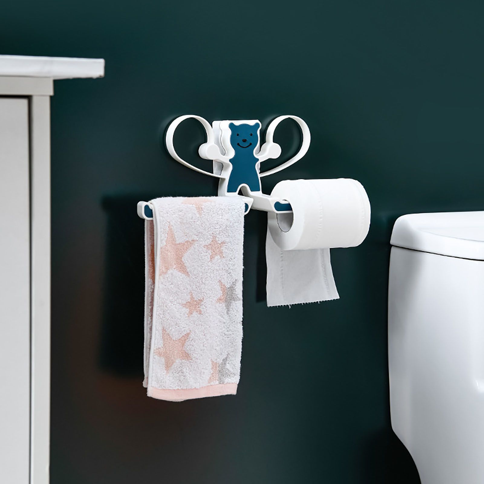 Storage Hook Rack Multipurpose Strong Bearing Capacity Waterproof Punch Free Towel Rack Holder for Home Blue V1294-YM0521-3117230064712