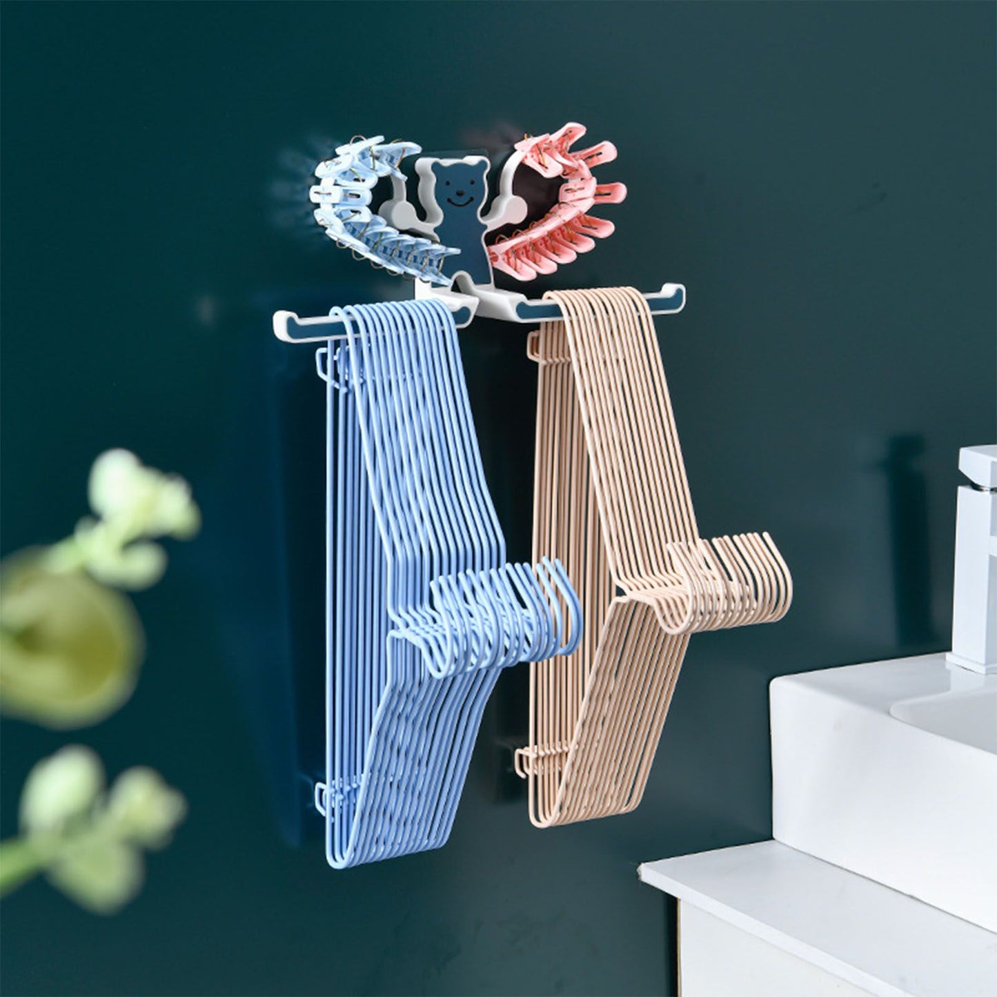 Storage Hook Rack Multipurpose Strong Bearing Capacity Waterproof Punch Free Towel Rack Holder for Home Blue V1294-YM0521-3117230064712