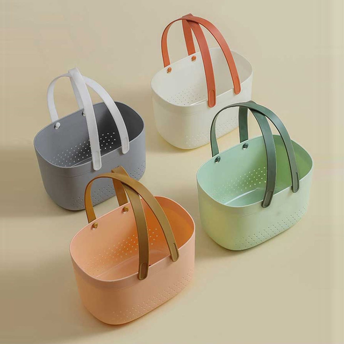 Portable Shower Basket with Ventilation Holes Large Capacity Plastic Portable Storage Basket with Handles for V1294-YM0521-3117230066611