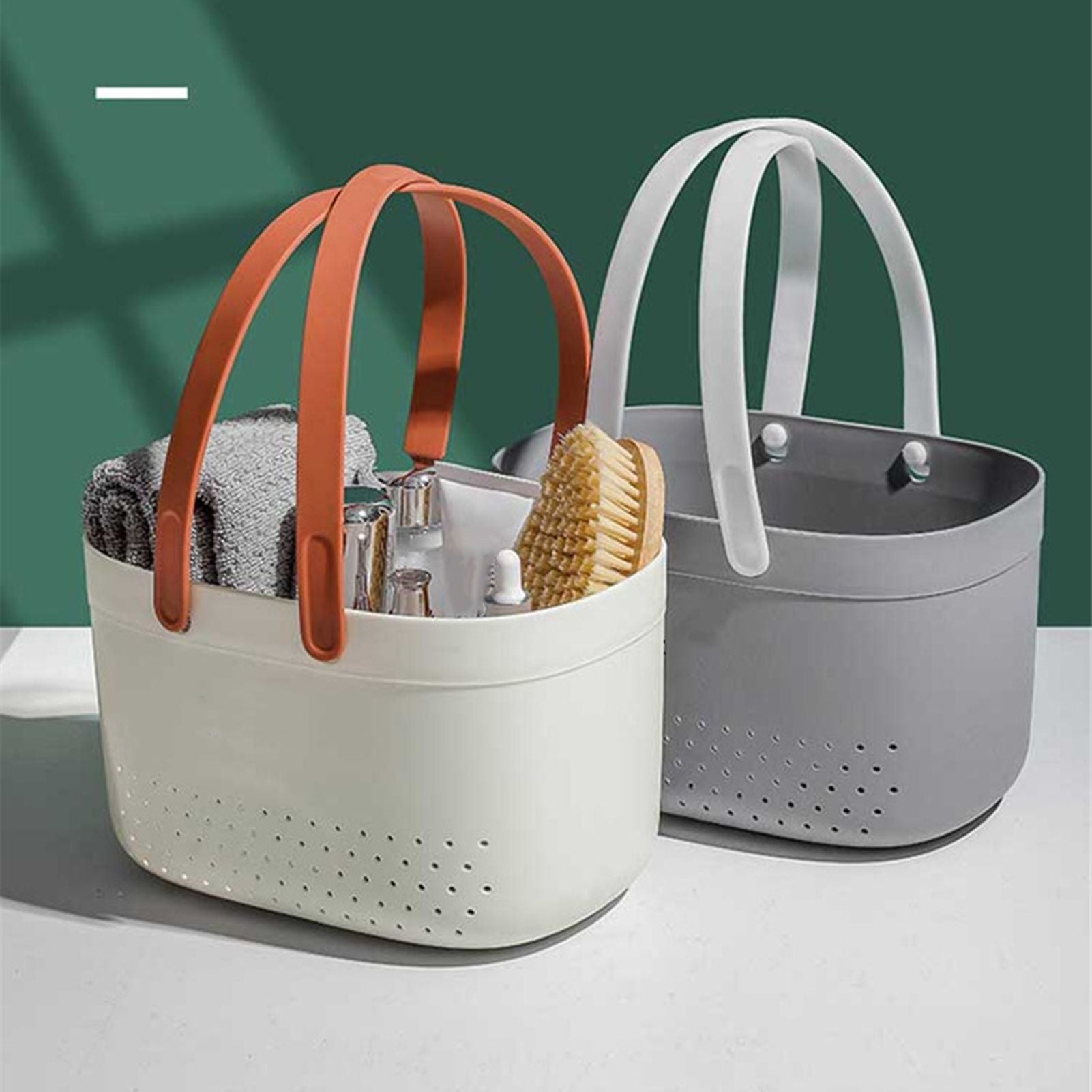 Portable Shower Basket with Ventilation Holes Large Capacity Plastic Portable Storage Basket with Handles for V1294-YM0521-3117230066611