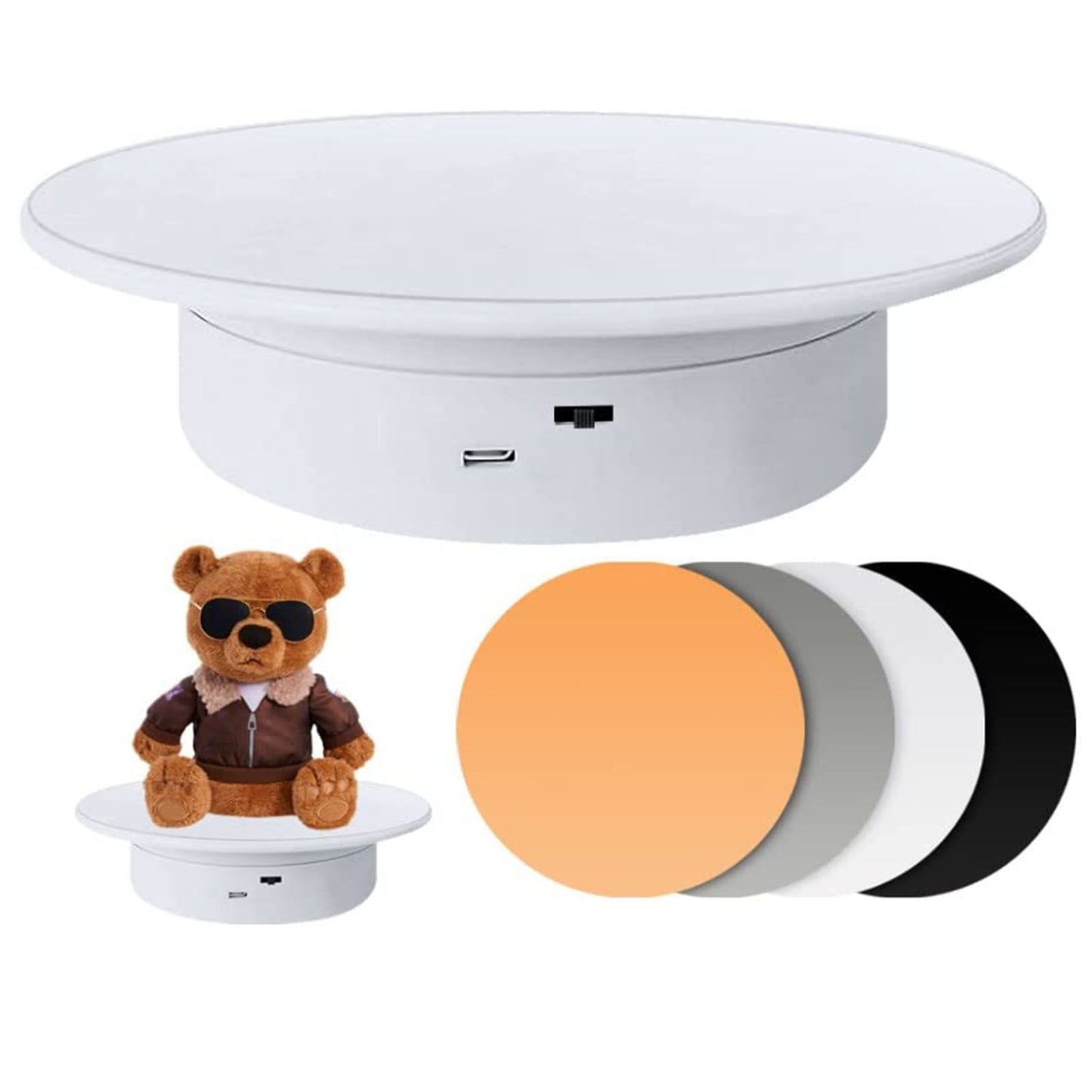 Electric Turntable 360 Degree Rotating Product Photography Display Rechargeable Remote Control 3kg Bearing V1294-YM0521-3117230067313