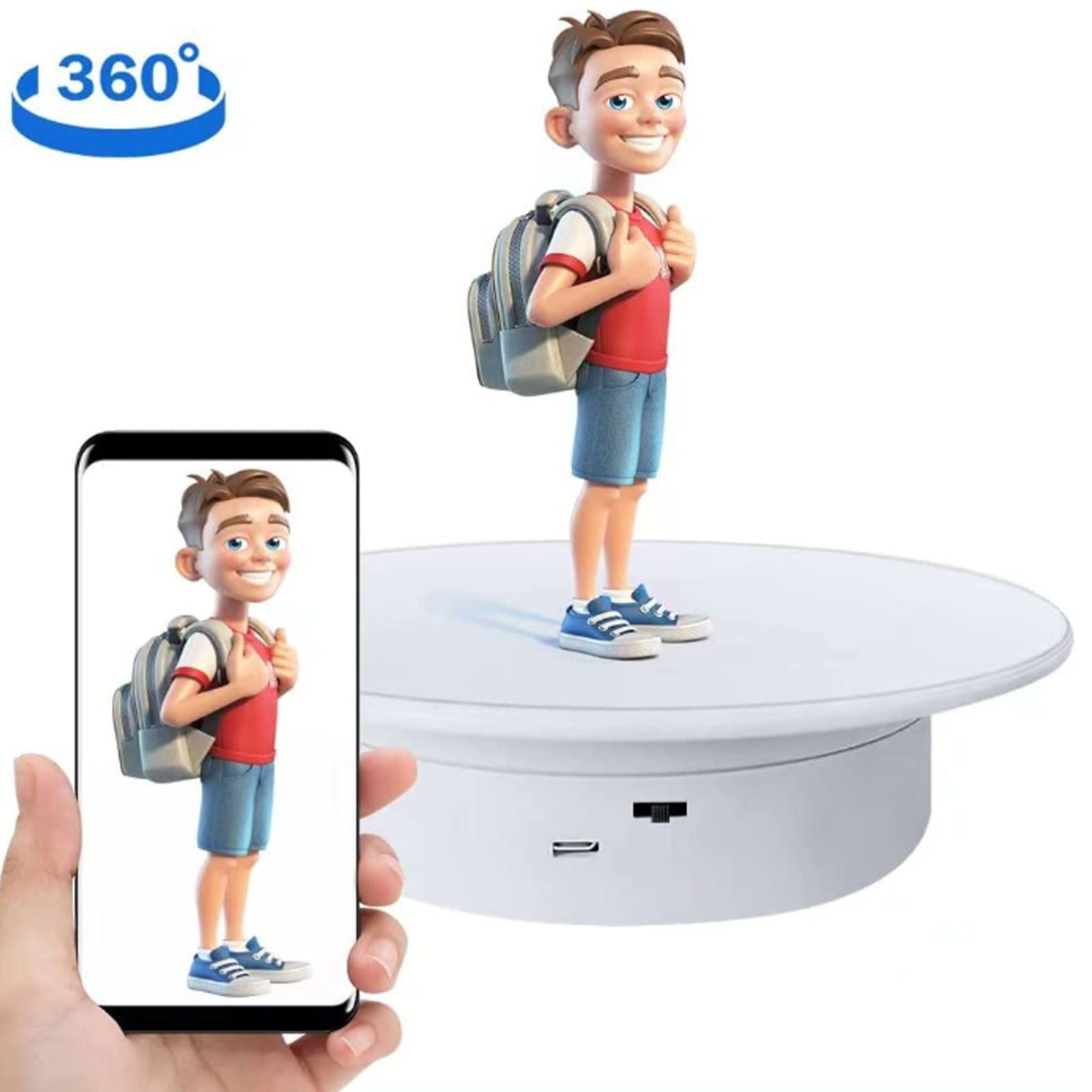 Electric Turntable 360 Degree Rotating Product Photography Display Rechargeable Remote Control 3kg Bearing V1294-YM0521-3117230067313