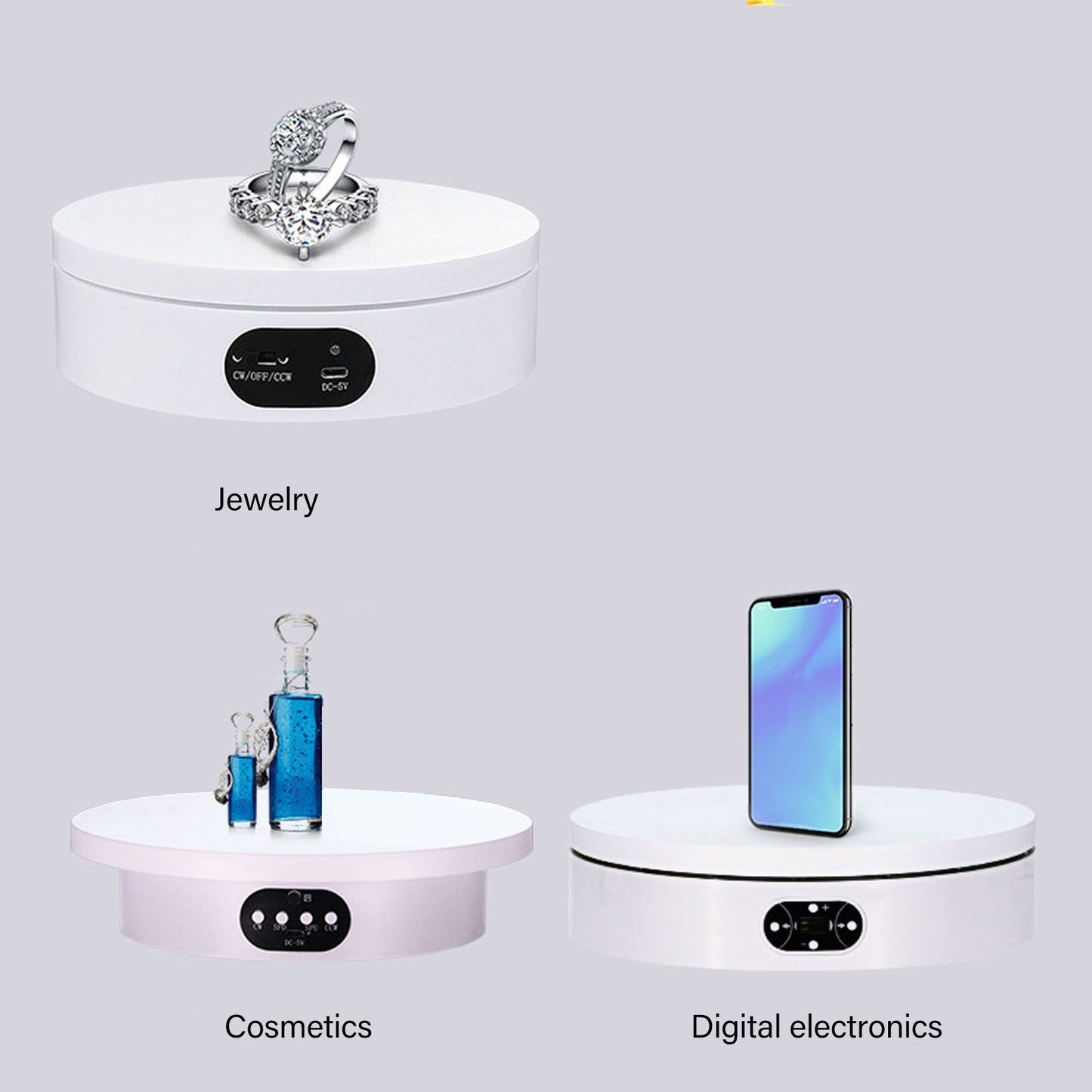Electric Turntable 360 Degree Rotating Product Photography Display Rechargeable Remote Control 3kg Bearing V1294-YM0521-3117230067313