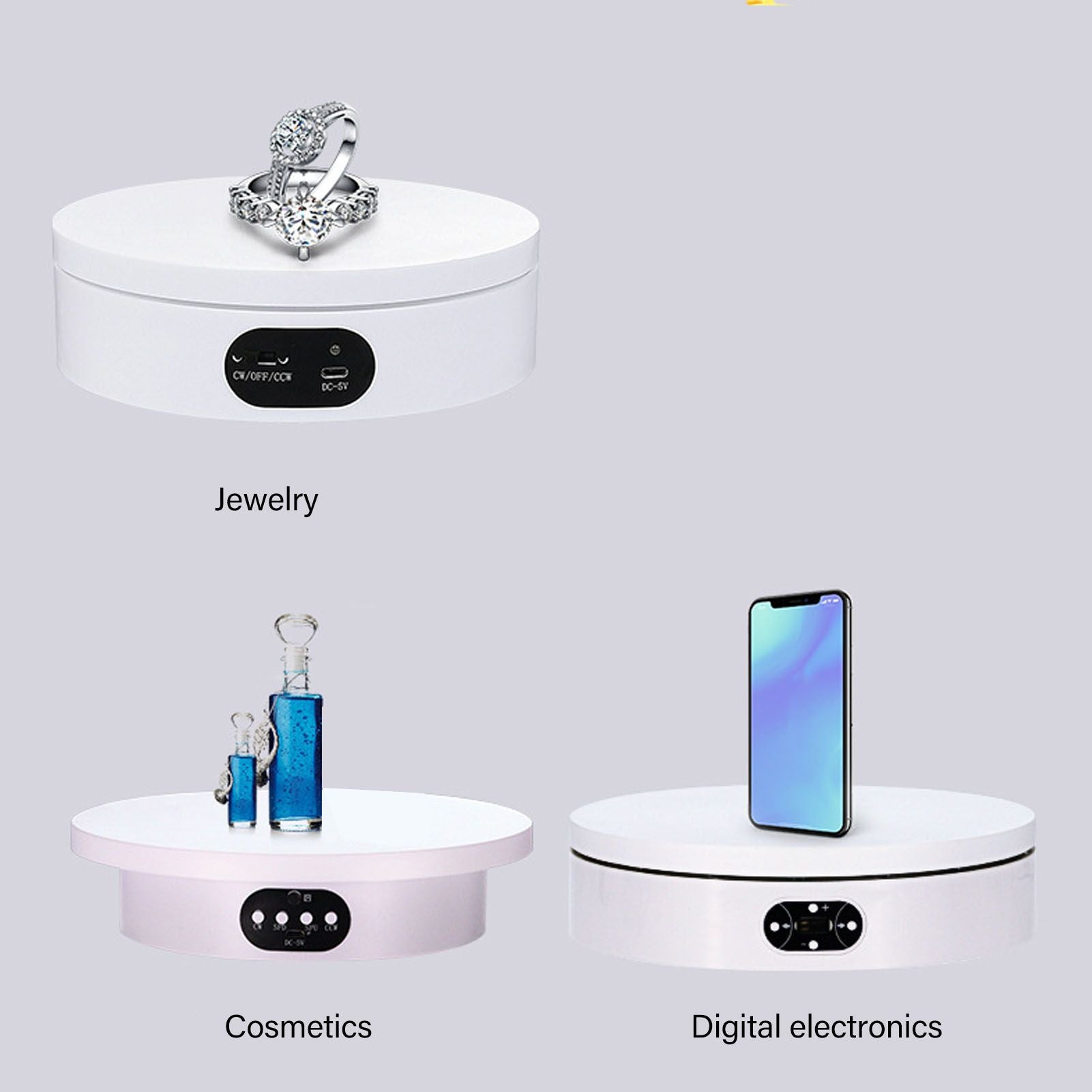 Electric Turntable 360 Degree Rotating Product Photography Display Rechargeable Remote Control 3kg Bearing V1294-YM0521-3117230067313