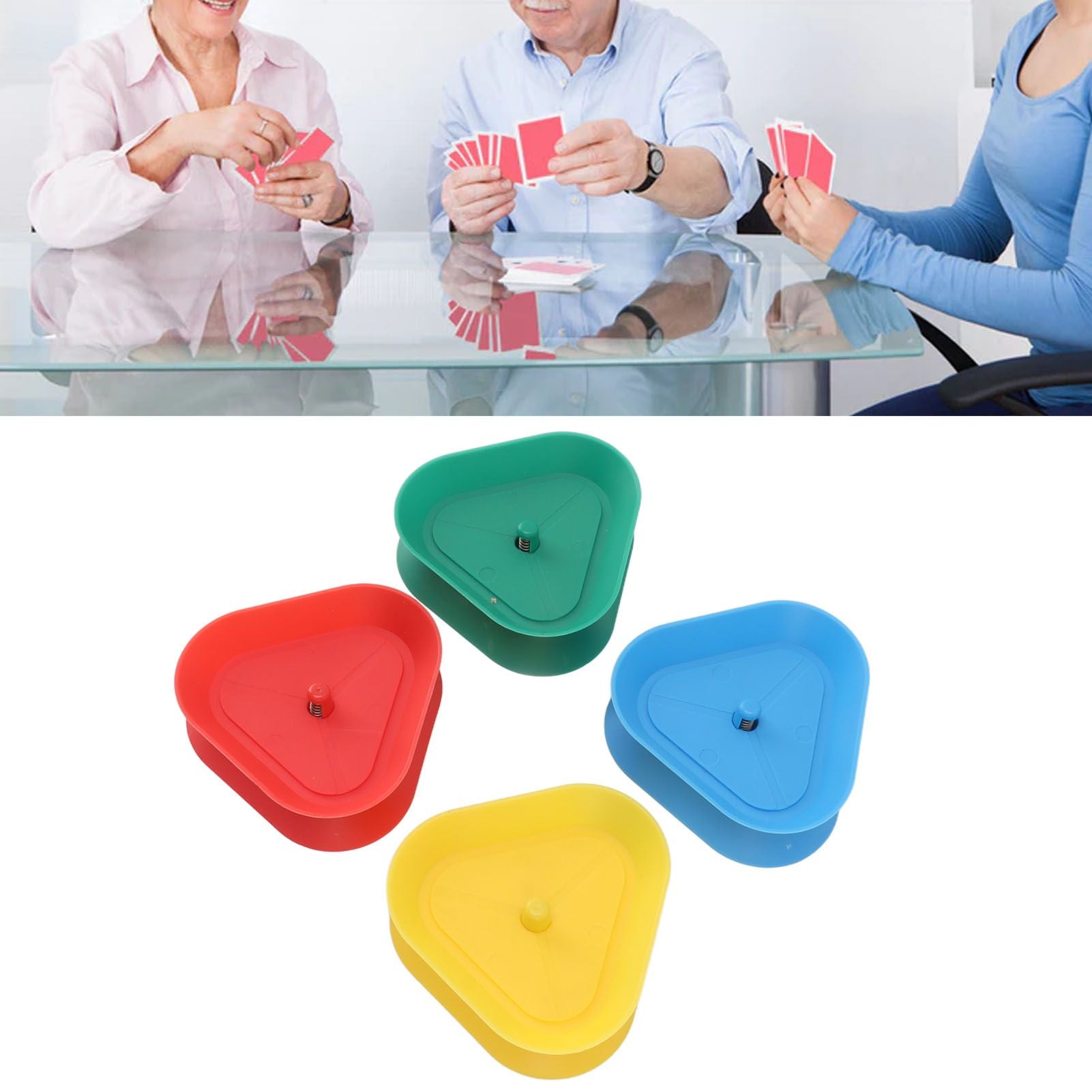 4Pcs Playing Card Holder Plastic Triangle Shaped Spring Design Hands Free Poker Card Holder V1294-YM0521-3117230068611