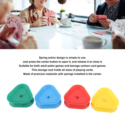 4Pcs Playing Card Holder Plastic Triangle Shaped Spring Design Hands Free Poker Card Holder V1294-YM0521-3117230068611