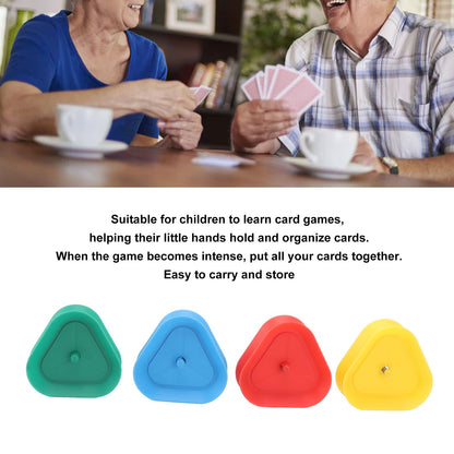 4Pcs Playing Card Holder Plastic Triangle Shaped Spring Design Hands Free Poker Card Holder V1294-YM0521-3117230068611