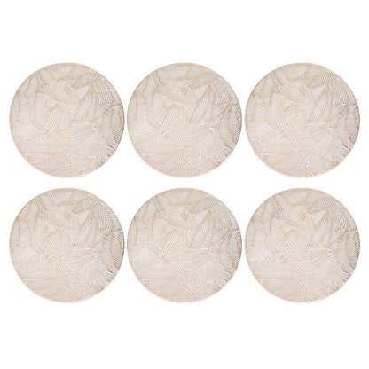 6 Pcs Round Placemat Gold Hollowed Eco Friendly PVC Heat Resistant 38cm Dining Table Mat V1294-YM0521-3117230071311