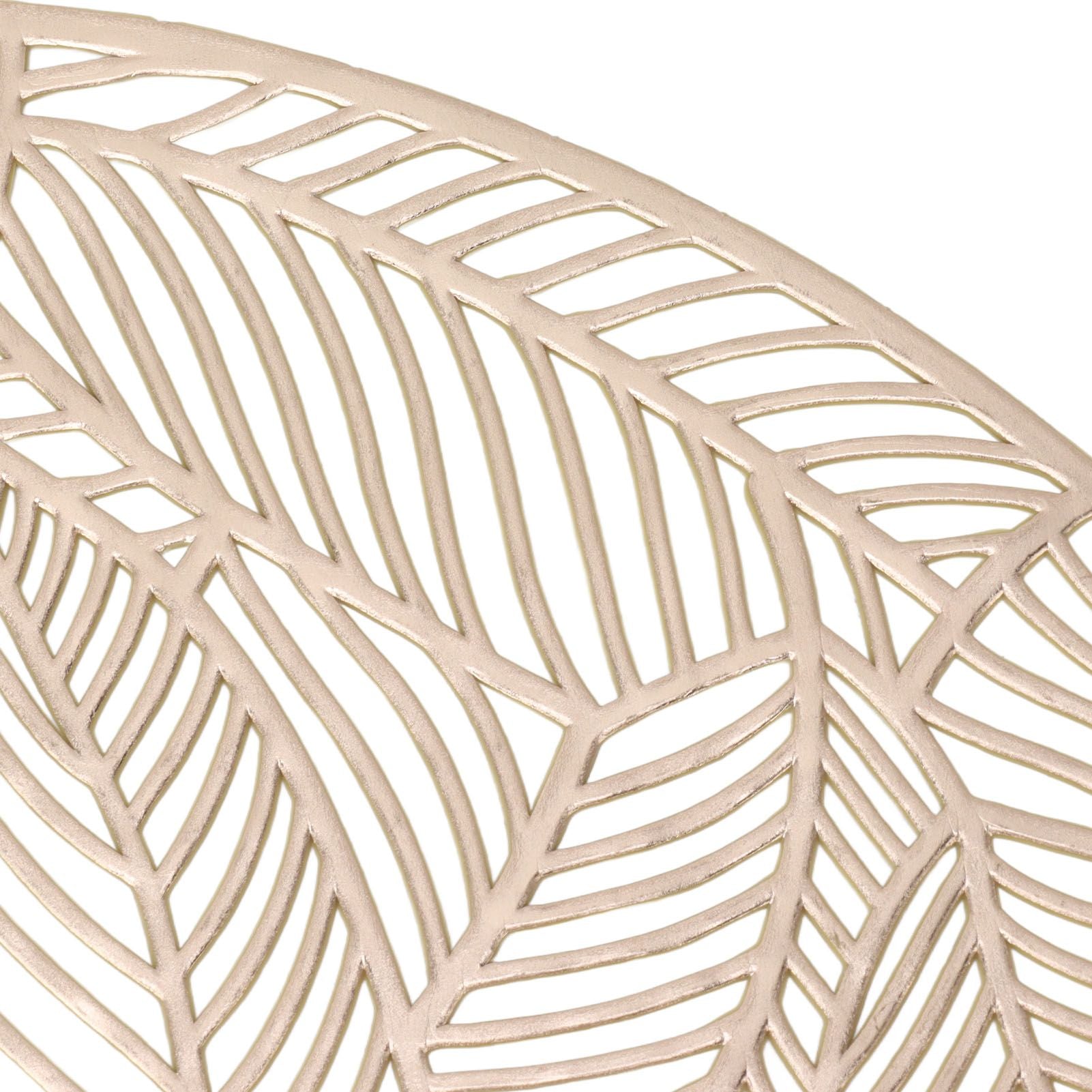 6 Pcs Round Placemat Gold Hollowed Eco Friendly PVC Heat Resistant 38cm Dining Table Mat V1294-YM0521-3117230071311