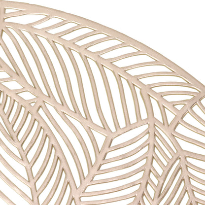6 Pcs Round Placemat Gold Hollowed Eco Friendly PVC Heat Resistant 38cm Dining Table Mat V1294-YM0521-3117230071311