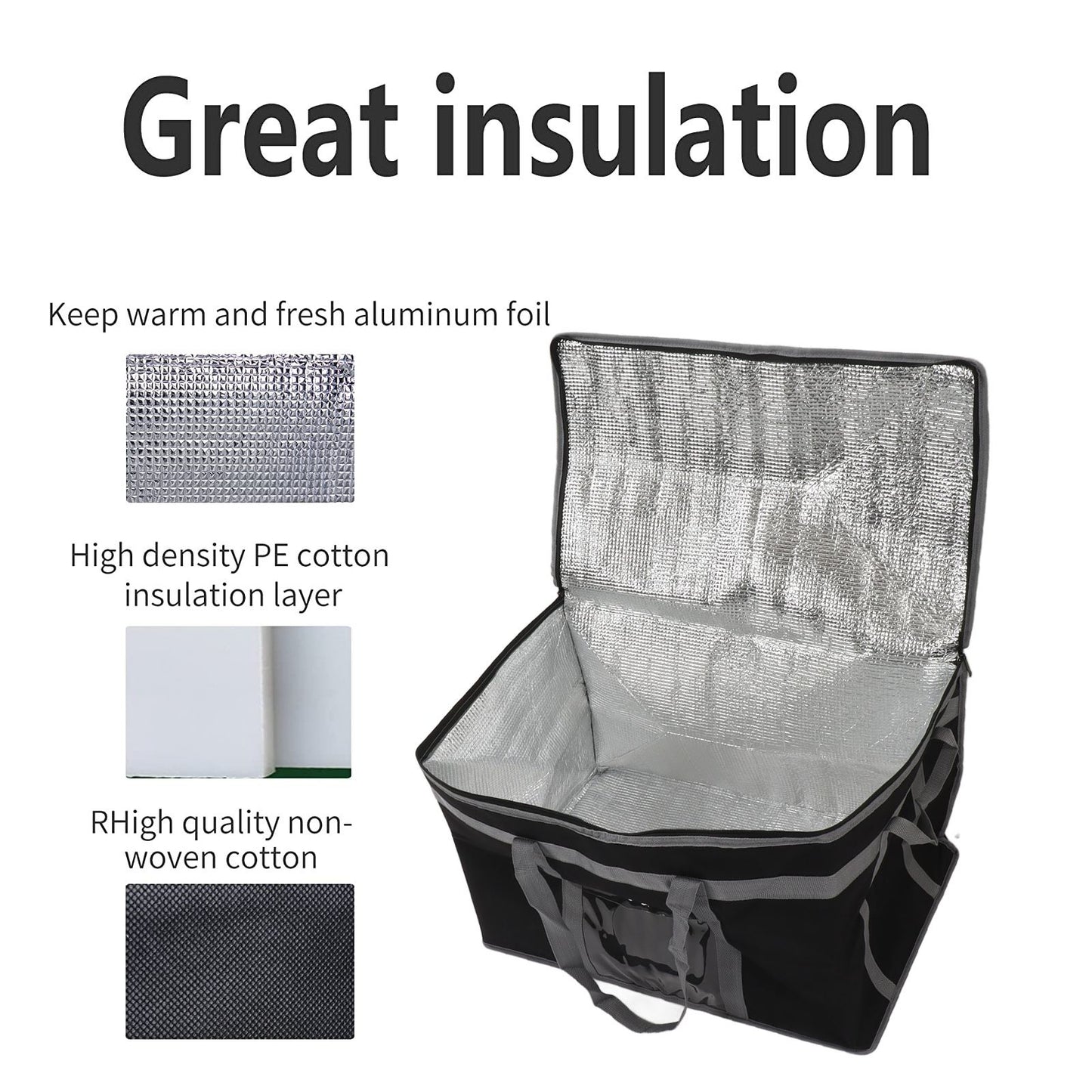 Insulated Bag 38L Large Capacity Reusable Cooler Bag Lunch Bag with 2 Handle for Food V1294-YM0521-3117230071611