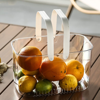 Clear Hand Basket Comfortable Handle Ventilation Holes Easy Access Versatile Fruit Storage Basket for Camping V1294-YM0521-3117230074511