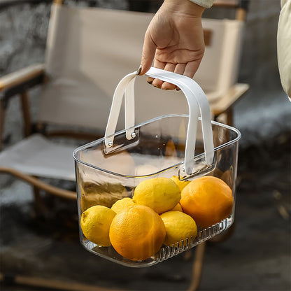 Clear Hand Basket Comfortable Handle Ventilation Holes Easy Access Versatile Fruit Storage Basket for Camping V1294-YM0521-3117230074511