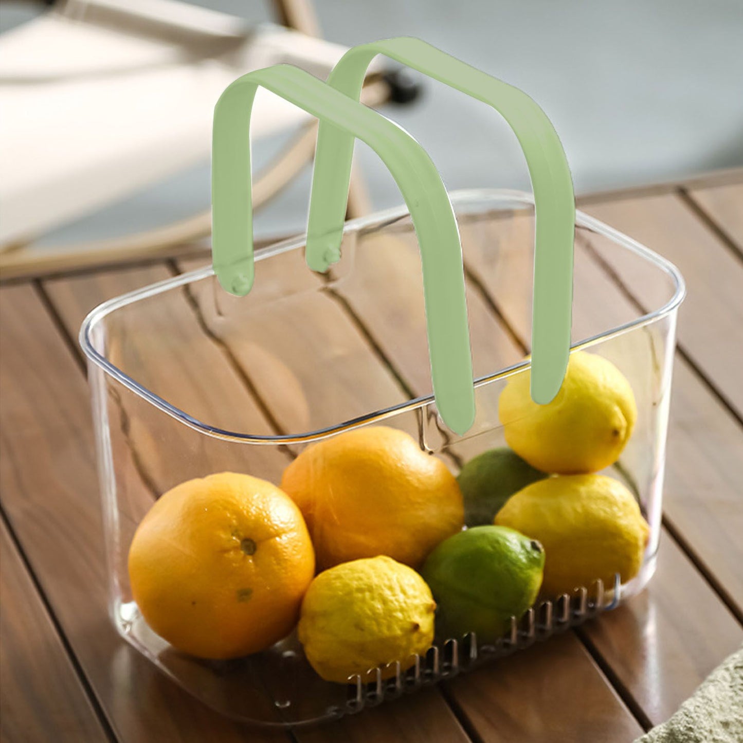 Clear Hand Basket Comfortable Handle Ventilation Holes Easy Access Versatile Fruit Storage Basket for Camping V1294-YM0521-3117230074513