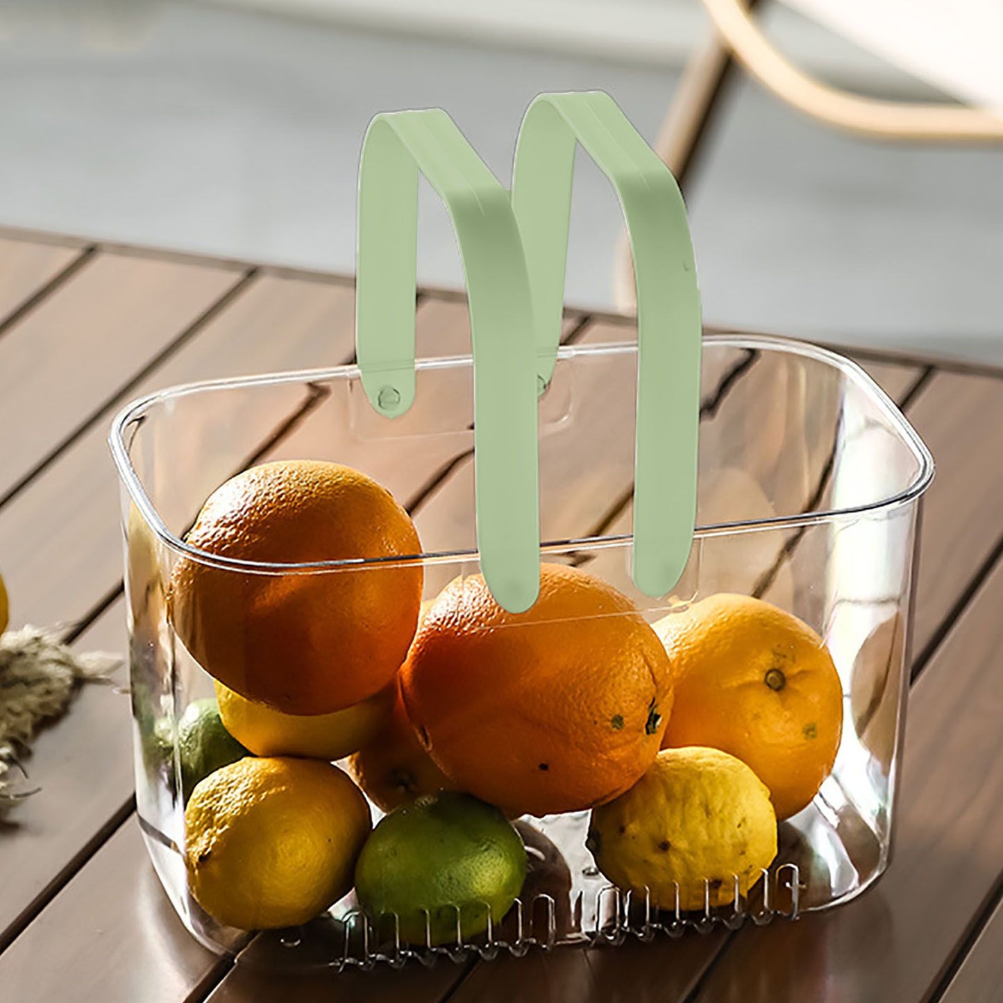 Clear Hand Basket Comfortable Handle Ventilation Holes Easy Access Versatile Fruit Storage Basket for Camping V1294-YM0521-3117230074513