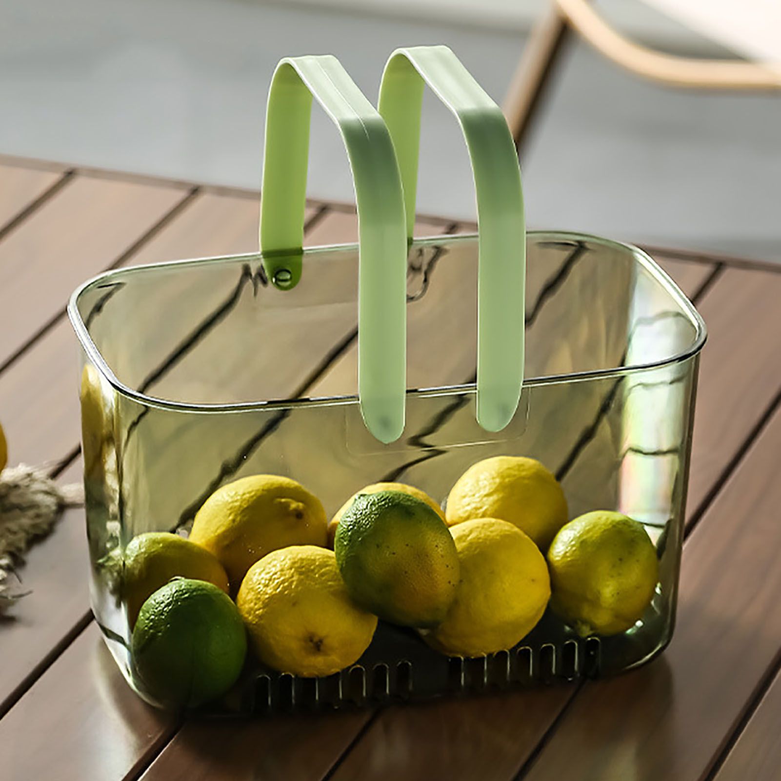 Clear Hand Basket Comfortable Handle Ventilation Holes Easy Access Versatile Fruit Storage Basket for Camping V1294-YM0521-3117230074513
