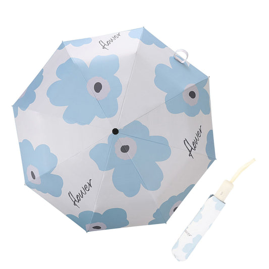 Flower Pattern Folding Umbrella UV Protection Foldable Rain Shine Dual Use Sun Umbrella for Travelling Sky V1294-YM0521-3117230075312