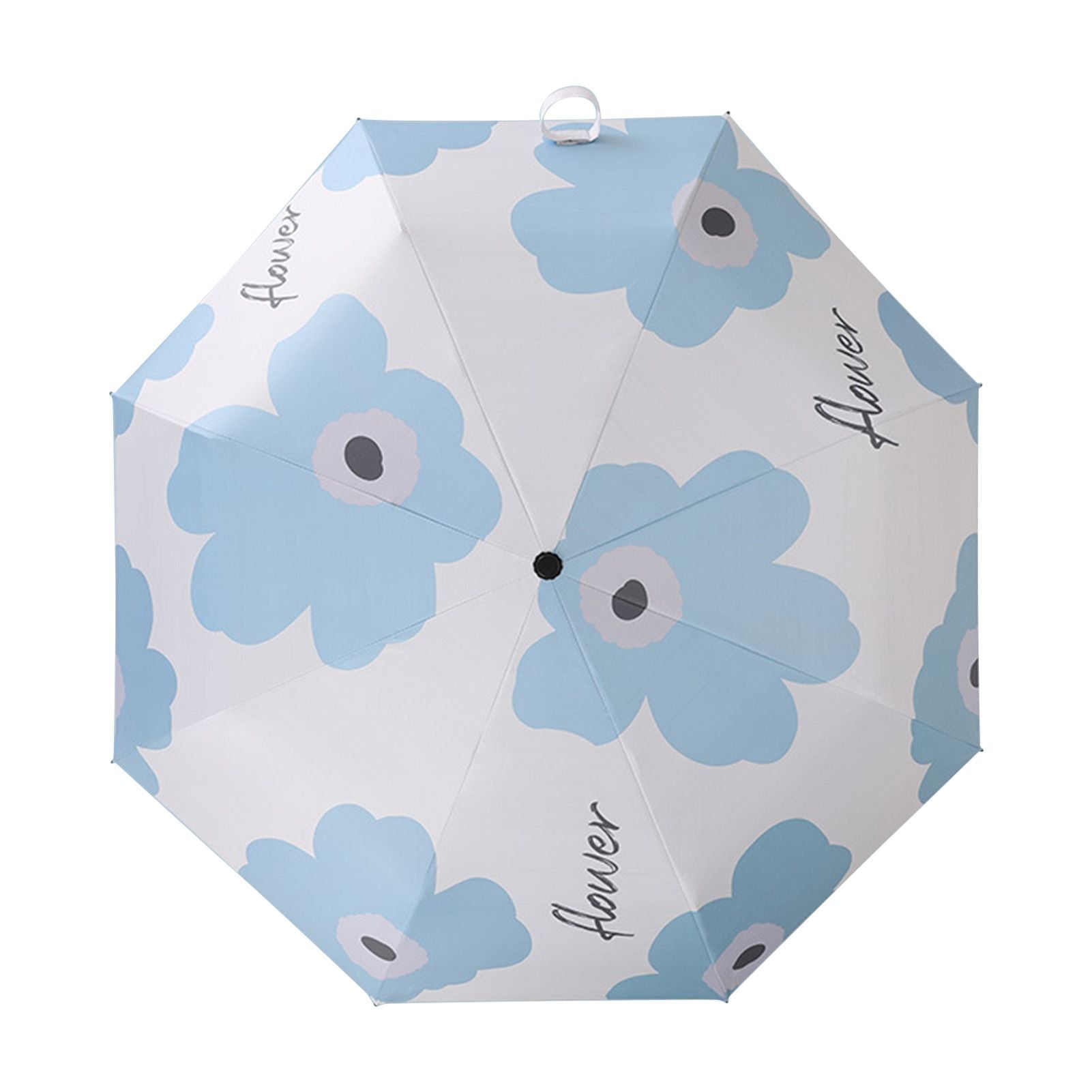 Flower Pattern Folding Umbrella UV Protection Foldable Rain Shine Dual Use Sun Umbrella for Travelling Sky V1294-YM0521-3117230075312