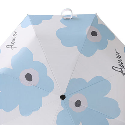 Flower Pattern Folding Umbrella UV Protection Foldable Rain Shine Dual Use Sun Umbrella for Travelling Sky V1294-YM0521-3117230075312