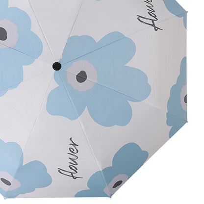 Flower Pattern Folding Umbrella UV Protection Foldable Rain Shine Dual Use Sun Umbrella for Travelling Sky V1294-YM0521-3117230075312
