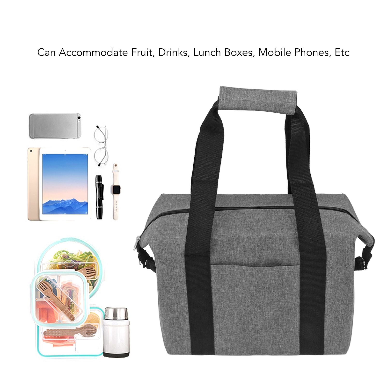 Camping Cooler Bag Leakproof Foldable Fresh Picnic Thermal Insulation Bag for Travel Work School Grey Large V1294-YM0521-3117230076811