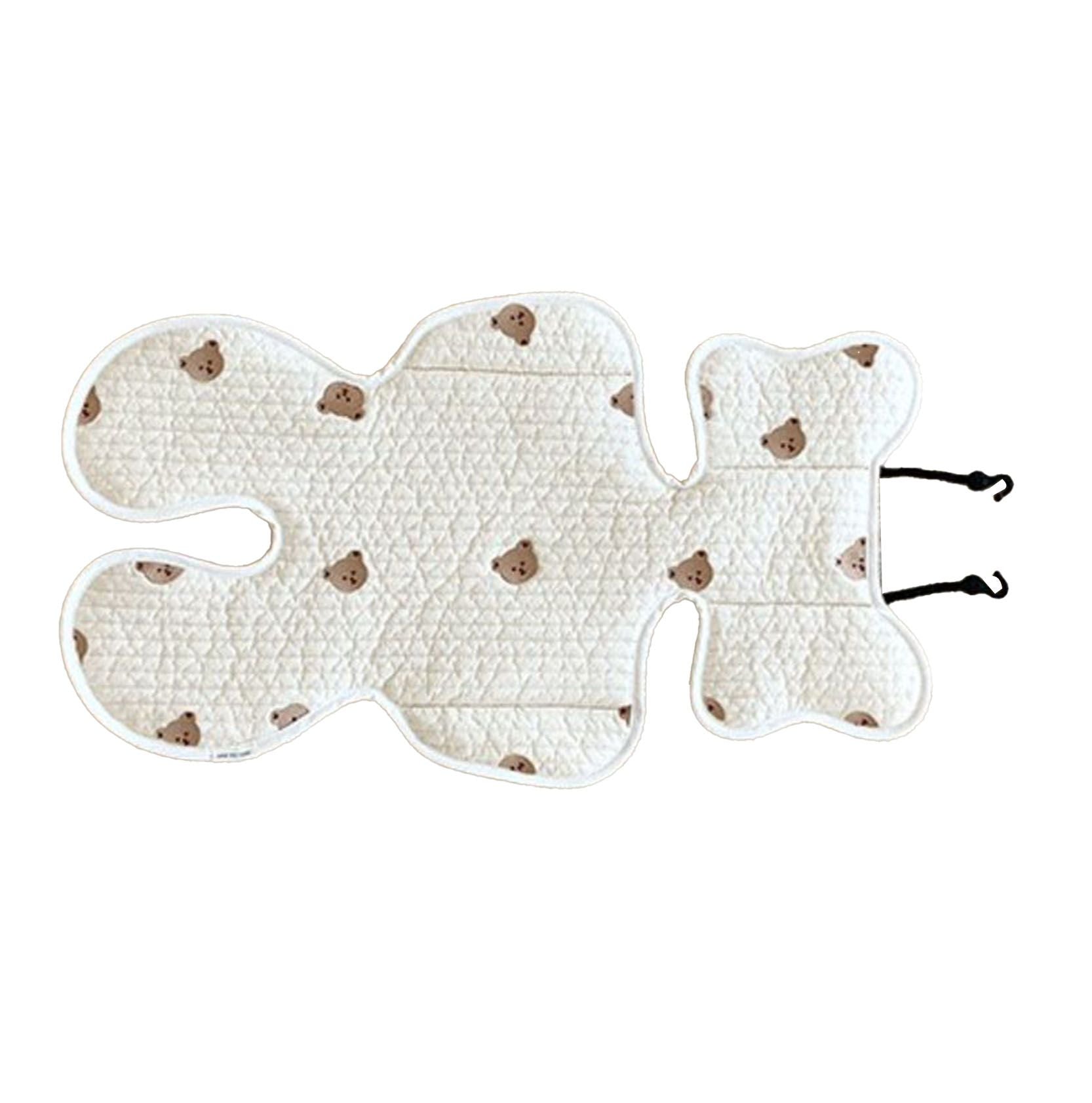 Soft Baby Stroller Seat Cushion Breathable Pure Cotton Infant Car Seat Head Neck Body Support Thin Style Bear V1294-YM0521-3117230077511