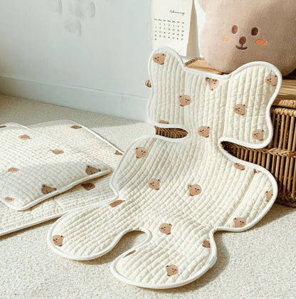 Soft Baby Stroller Seat Cushion Breathable Pure Cotton Infant Car Seat Head Neck Body Support Thin Style Bear V1294-YM0521-3117230077511