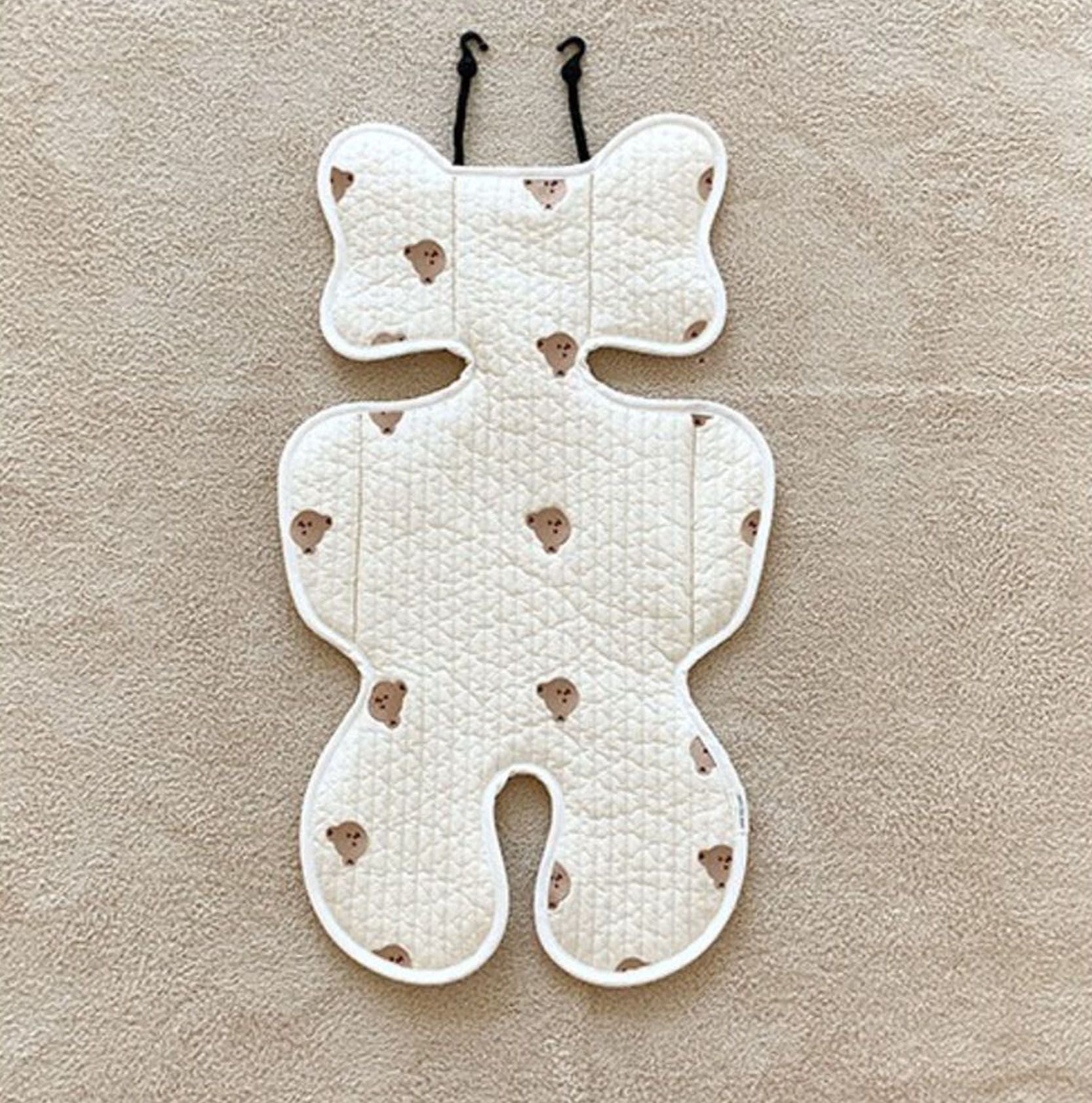 Soft Baby Stroller Seat Cushion Breathable Pure Cotton Infant Car Seat Head Neck Body Support Thin Style Bear V1294-YM0521-3117230077511