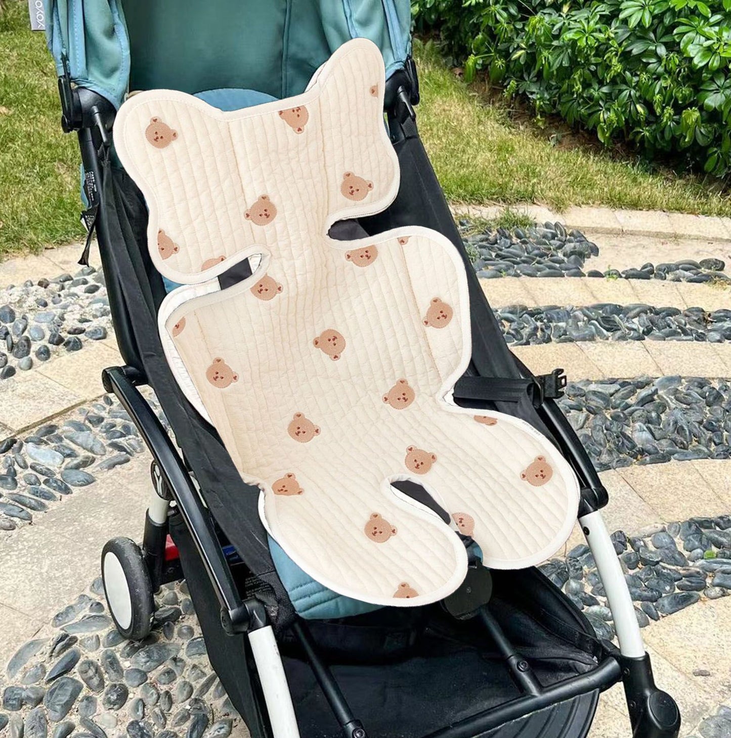 Soft Baby Stroller Seat Cushion Breathable Pure Cotton Infant Car Seat Head Neck Body Support Thin Style Bear V1294-YM0521-3117230077511