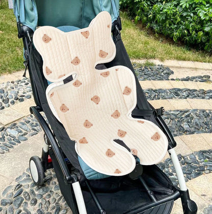 Soft Baby Stroller Seat Cushion Breathable Pure Cotton Infant Car Seat Head Neck Body Support Thin Style Bear V1294-YM0521-3117230077511