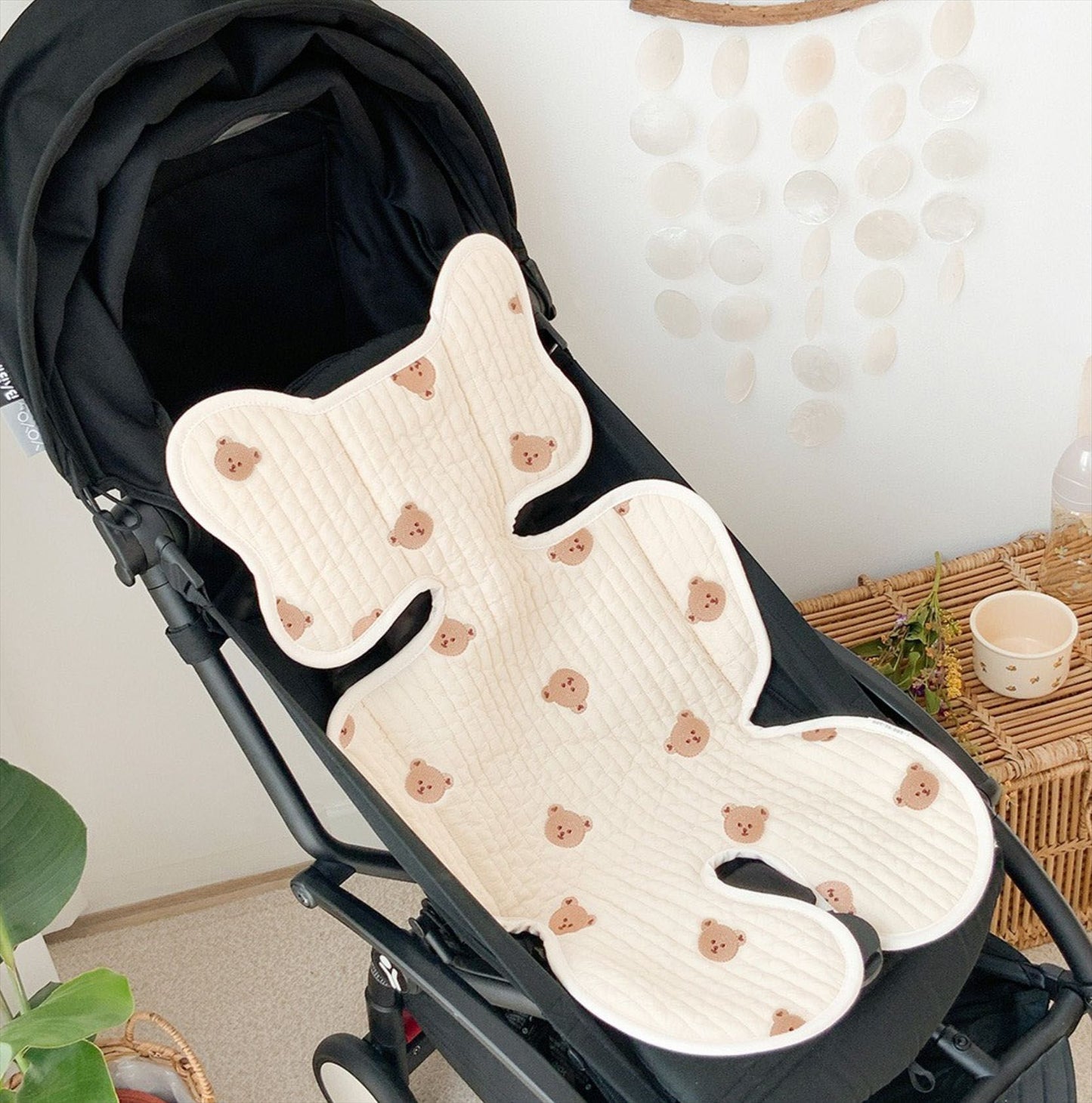 Soft Baby Stroller Seat Cushion Breathable Pure Cotton Infant Car Seat Head Neck Body Support Thin Style Bear V1294-YM0521-3117230077511