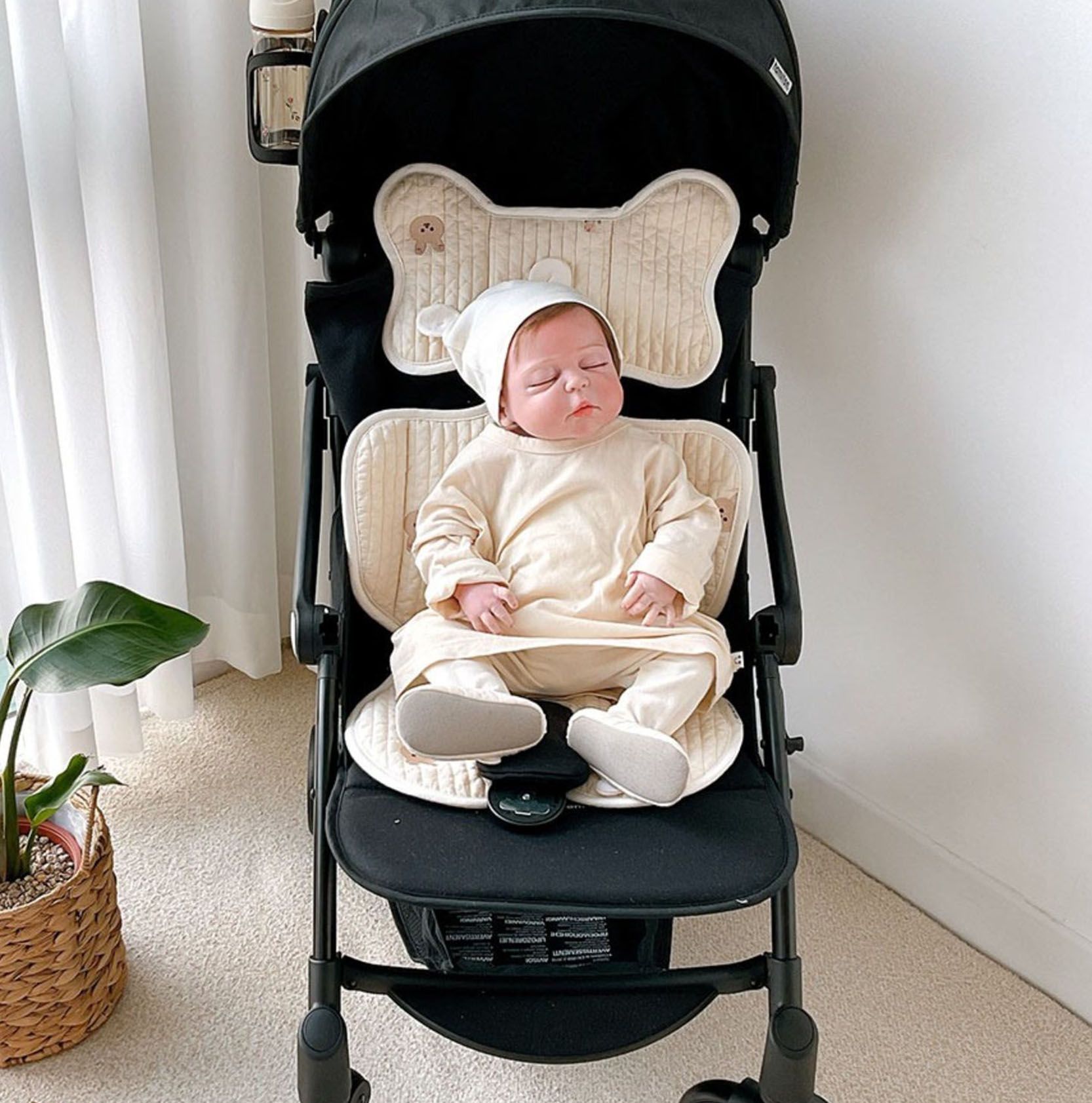 Soft Baby Stroller Seat Cushion Breathable Pure Cotton Infant Car Seat Head Neck Body Support Thin Style V1294-YM0521-3117230077514