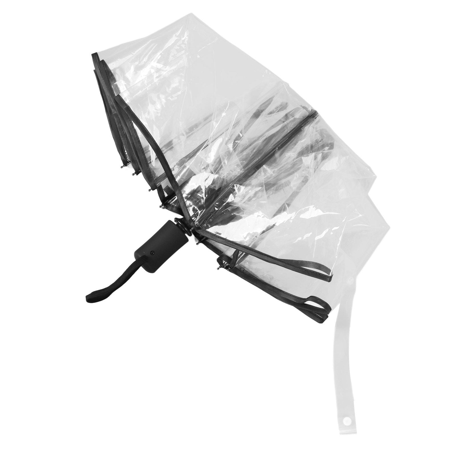 Compact Umbrella Black Transparent Automatic Design Sturdy Structure Travel Umbrella for Backpack Outing V1294-YM0521-3117230078211