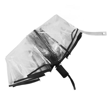Compact Umbrella Black Transparent Automatic Design Sturdy Structure Travel Umbrella for Backpack Outing V1294-YM0521-3117230078211
