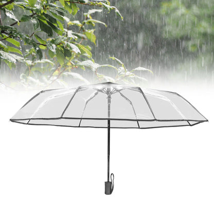 Compact Umbrella Black Transparent Automatic Design Sturdy Structure Travel Umbrella for Backpack Outing V1294-YM0521-3117230078211