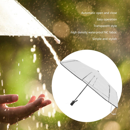 Compact Umbrella Black Transparent Automatic Design Sturdy Structure Travel Umbrella for Backpack Outing V1294-YM0521-3117230078211