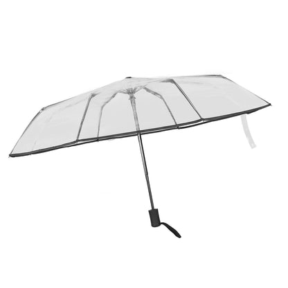 Compact Umbrella Black Transparent Automatic Design Sturdy Structure Travel Umbrella for Backpack Outing V1294-YM0521-3117230078211