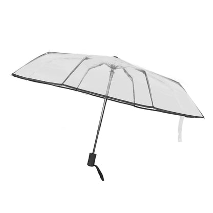 Compact Umbrella Black Transparent Automatic Design Sturdy Structure Travel Umbrella for Backpack Outing V1294-YM0521-3117230078211